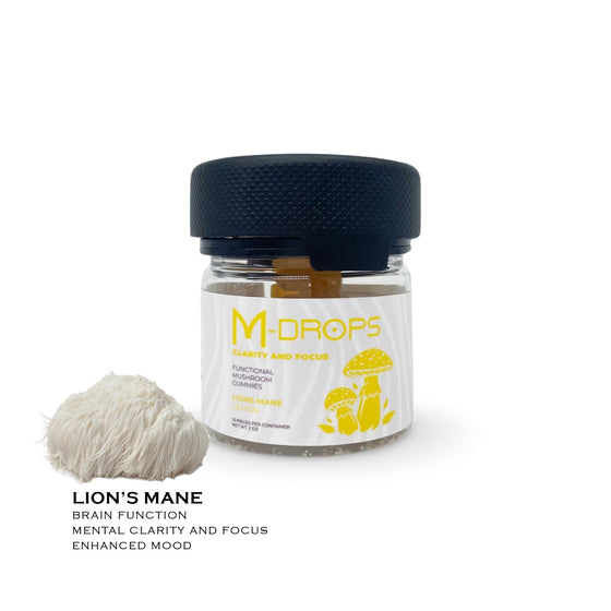 Lion's Mane - M-drops Focus and Clarity - Organic and Vegan Mushroom Gummies